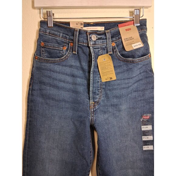 NWT Levi's Denim Blue Jeans Ribcage Straight Size 27x32 - Picture 2 of 9